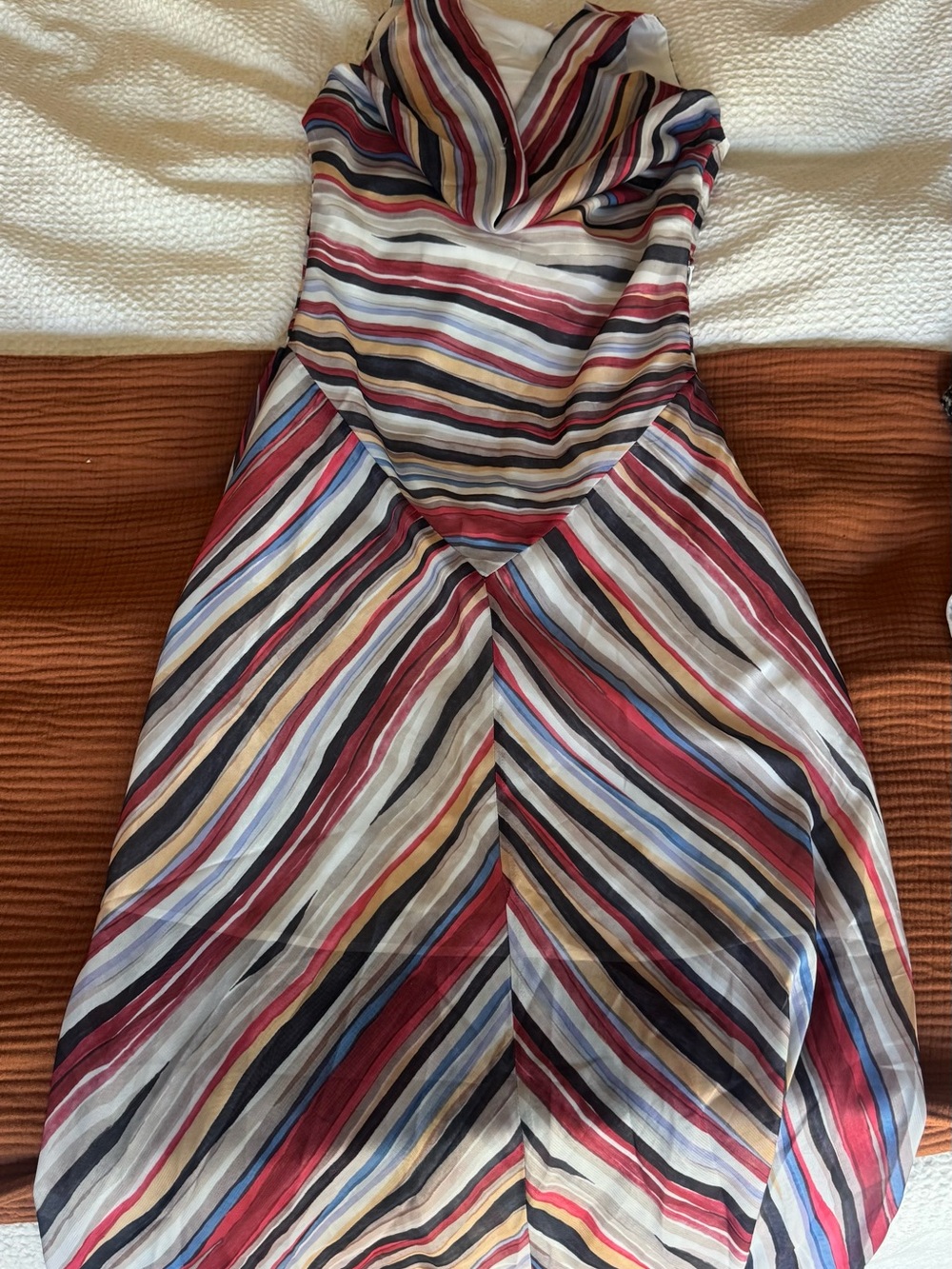 Striped Cowl Neck Dress in Multicolor